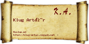 Klug Artúr névjegykártya